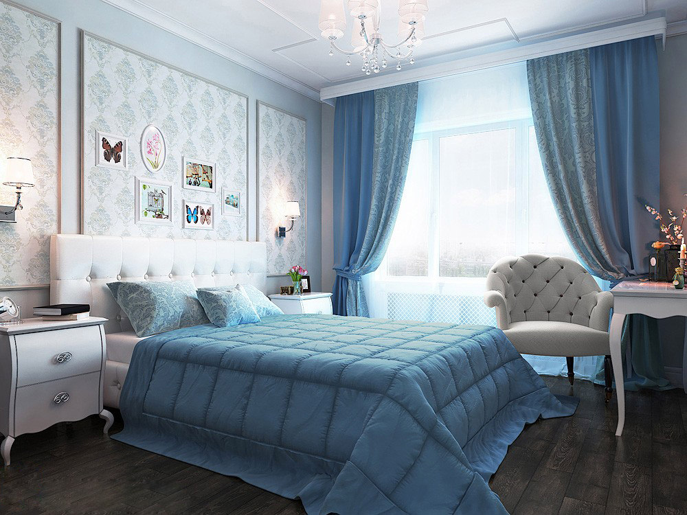 Спальня в блакитних тонах дизайн, фото інтер’єрів - Фермер